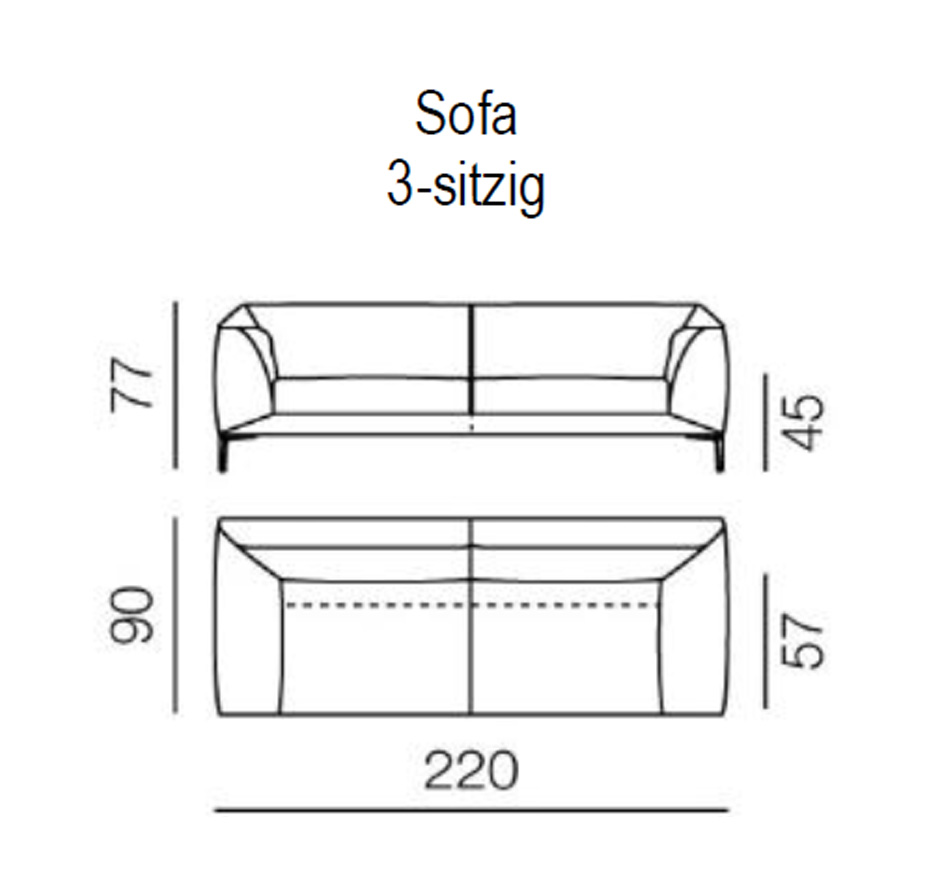 Pode Fold Sofa 3-Sitzer 220 x 90 cm - Ausstellungsstück